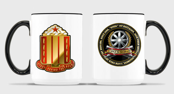 15 oz Coffee Mug- All White or White with Black Trim.