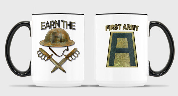 15 oz Coffee Mug- All White or White with Black Trim.