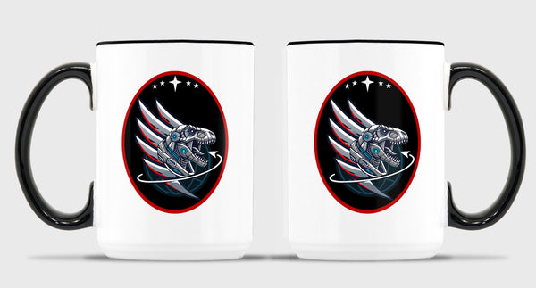 T-REX 15 oz Coffee Mug- All White or White with Black Trim.