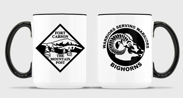 15 oz Coffee Mug- All White or White with Black Trim.