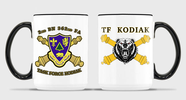 15 oz Coffee Mug- All White or White with Black Trim.