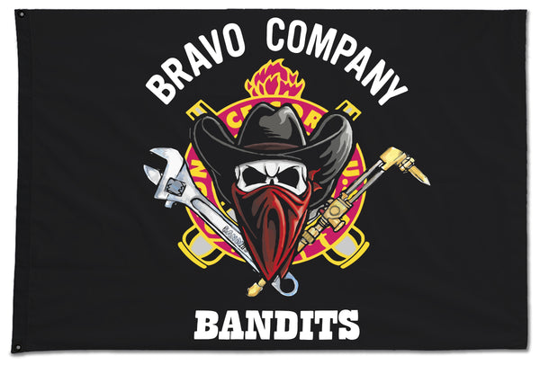 Bandits Crest Flag. One Sided with Grommets. Comes in multiple sizes.