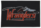 Wranglers Crest Flag. One Sided with Grommets. Comes in multiple sizes.