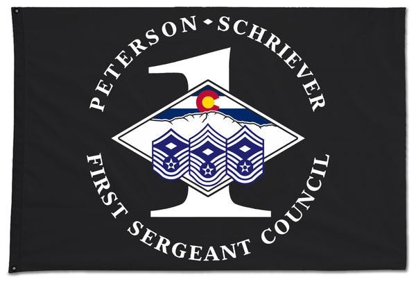 1st Sergeant Council Flag, Two Sided with Grommets, Perfect for Flying Outside. Comes in multiple sizes.