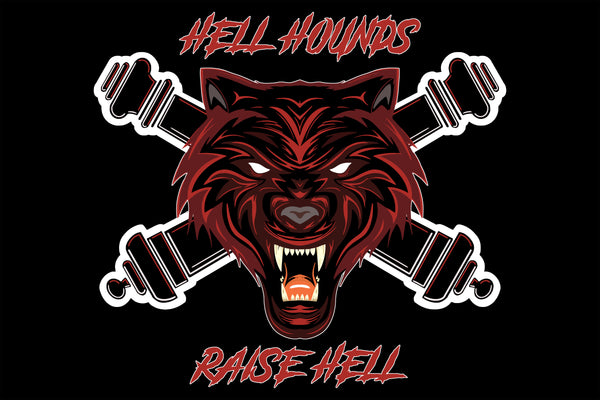 One Sided Hell Hound Flag with Grommets. Comes in multiple sizes.