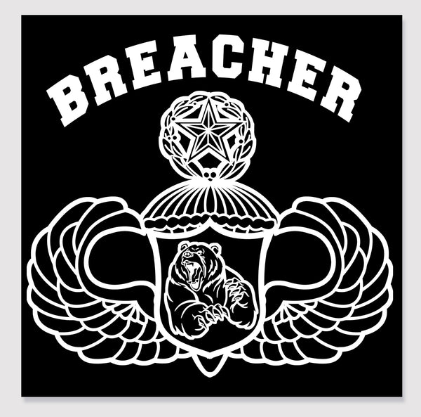 Breacher Stickers 4"W x 4"H, Individual Stickers, comes packaged in a variety of quantities.