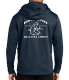 Navy Full Zip Polyester Hoodie Unisex Sweatshirt. Art on Back