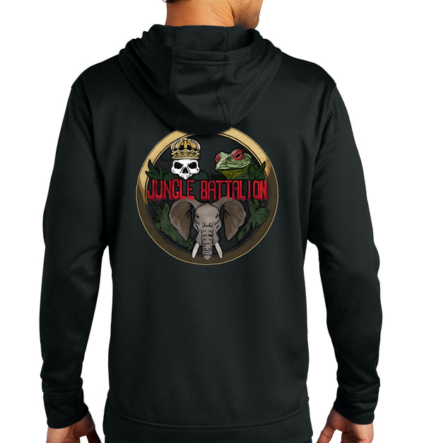 Jungle Back Performance Hoodie Black Sweatshirt. (This material is lighter than the 50-50) This sweatshirt is NOT approved for PT.