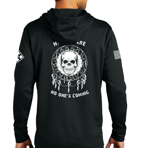 Nightmare Performance Hoodie Black on Black Sweatshirt. (This material is lighter than the 50-50) This sweatshirt is NOT approved for PT.