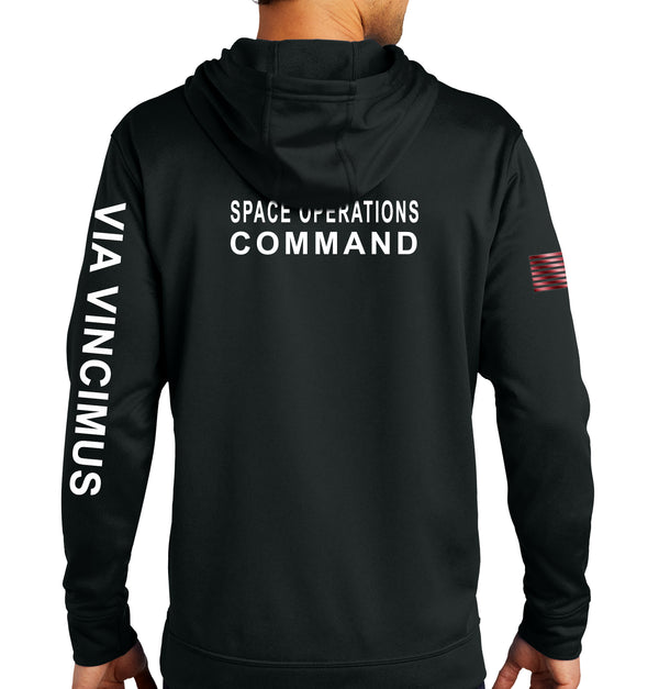 Performance Hoodie Sweatshirt , Text Down Sleeve. (This material is lighter than the 50-50) This sweatshirt is NOT approved for PT.