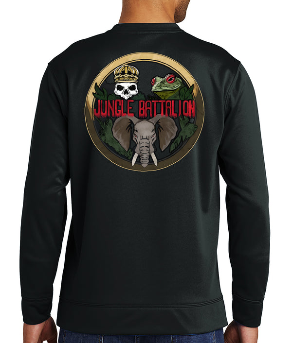 Jungle Back Polyester Crewneck Unisex Sweatshirt. This shirt IS approved for PT.