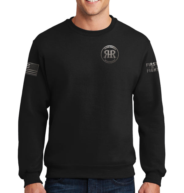 RR Blk on Blk 50-50 Blend Crewneck Unisex Sweatshirt. This shirt IS approved for PT.