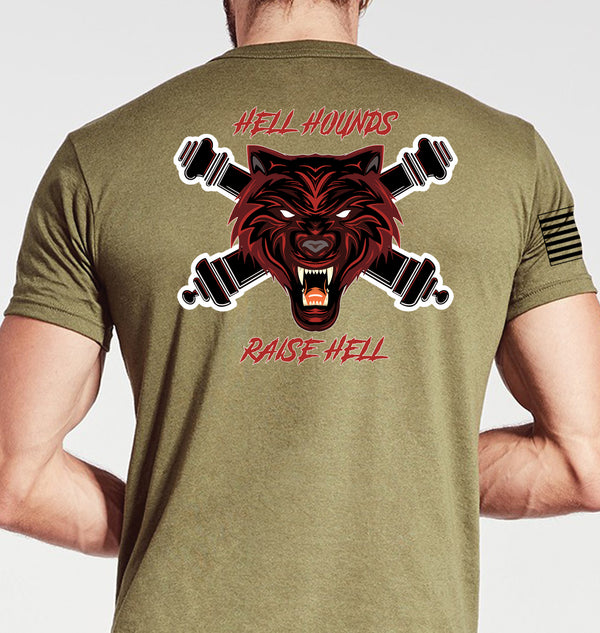 Hell Hounds Coyote Tan Unisex Shirt. This shirt is NOT approved for PT