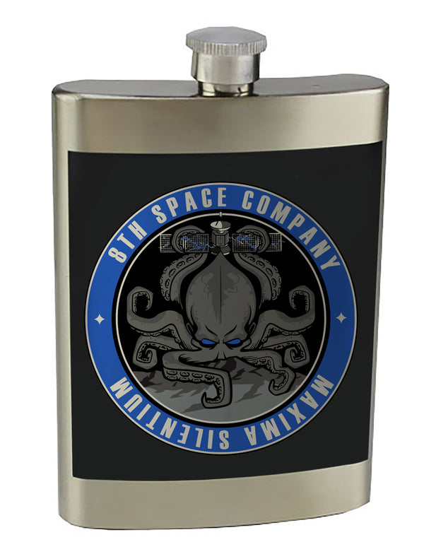 8th - 8 oz. Stainless Steel Flask with screw on lid.