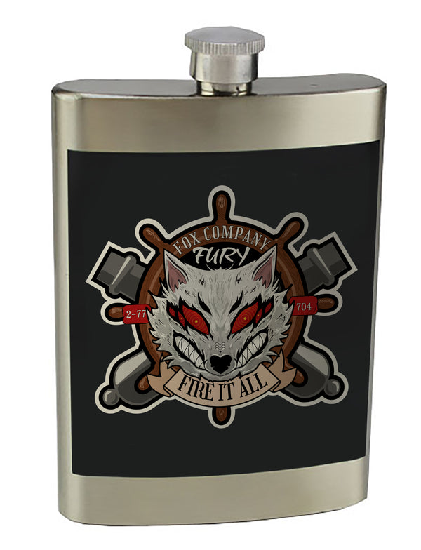 Fox Co. 8 oz. Stainless Steel Flask with screw on lid.