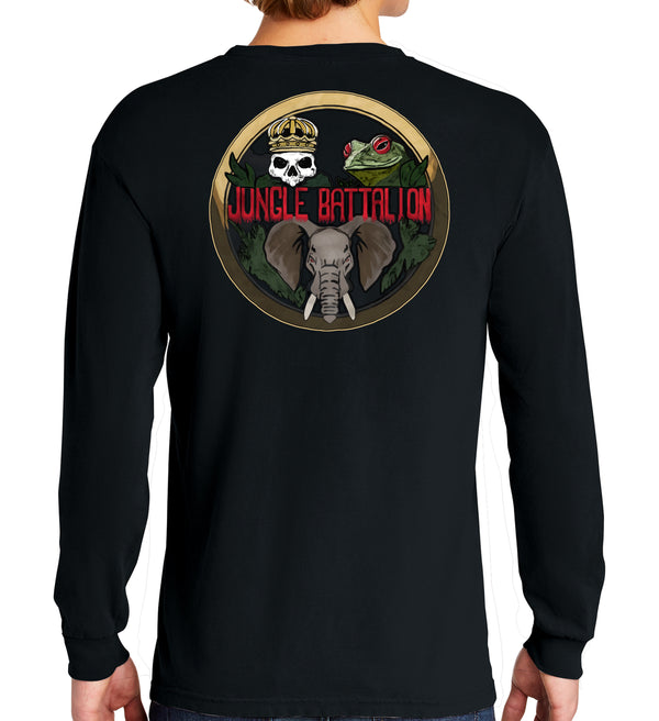 Jungle Back Long Sleeve 50-50 Blend Unisex Shirt. This shirt IS approved for PT.