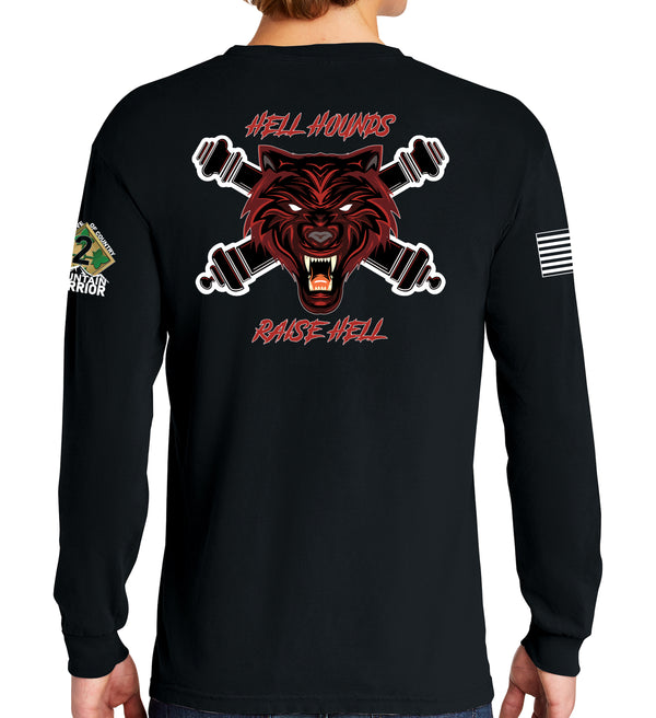 Hell Hounds Long Sleeve 50-50 Blend Unisex Shirt. This shirt IS approved for PT