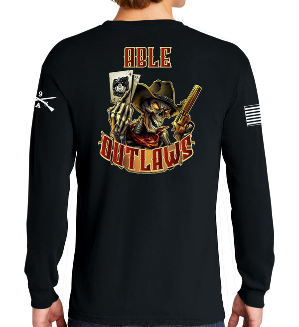 Able Outlaws Long Sleeve 50-50 Blend Unisex Shirt. This shirt IS approved for PT