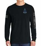 LS Black on Black 50-50 Blend Unisex Shirt (Text Down Sleeve). This shirt IS approved for PT