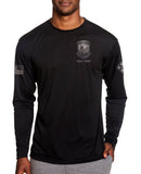 Long Sleeve Performance PT Shirt. Black on Black Design. This shirt IS approved for PT.