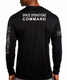 LS Black on Black Performance PT Shirt (Text Down Sleeve). This shirt IS approved for PT.