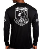 Long Sleeve Performance PT Shirt. White Design. This shirt IS approved for PT.