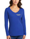 Women's Long Sleeve Ring Spun Cotton V-Neck Shirt. This shirt comes in multiple colors.