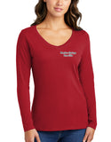 Women's Long Sleeve Ring Spun Cotton V-Neck Shirt. This shirt comes in multiple colors.