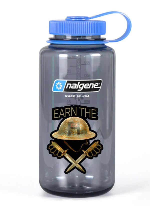 32 oz Nalgene Grey Wide Mouth Water Bottle.