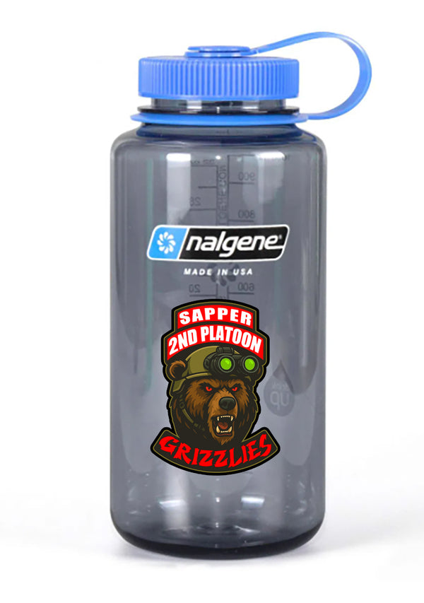 32 oz Nalgene Grey Wide Mouth Water Bottle.