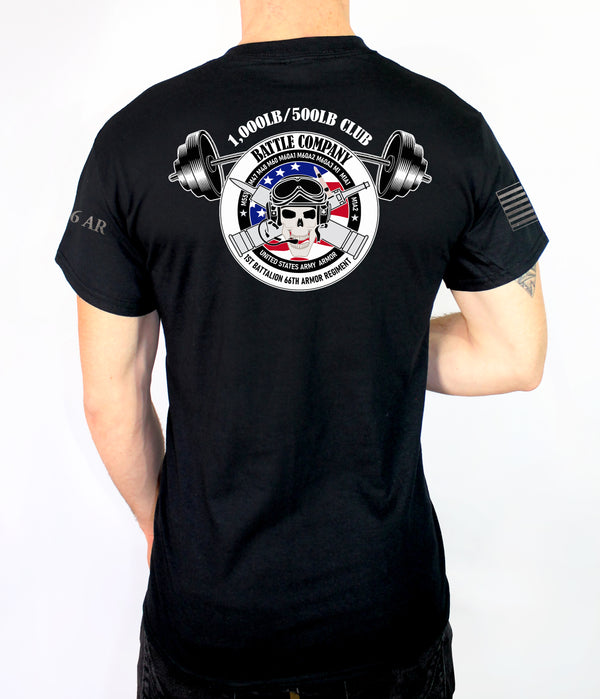 Battle 1000# Club 50-50 Blend Black Unisex PT Short Sleeve Shirt. Approved for PT