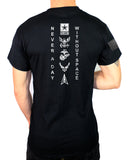 50-50 Blend Black on Black Unisex PT Short Sleeve Shirt. Approved for PT