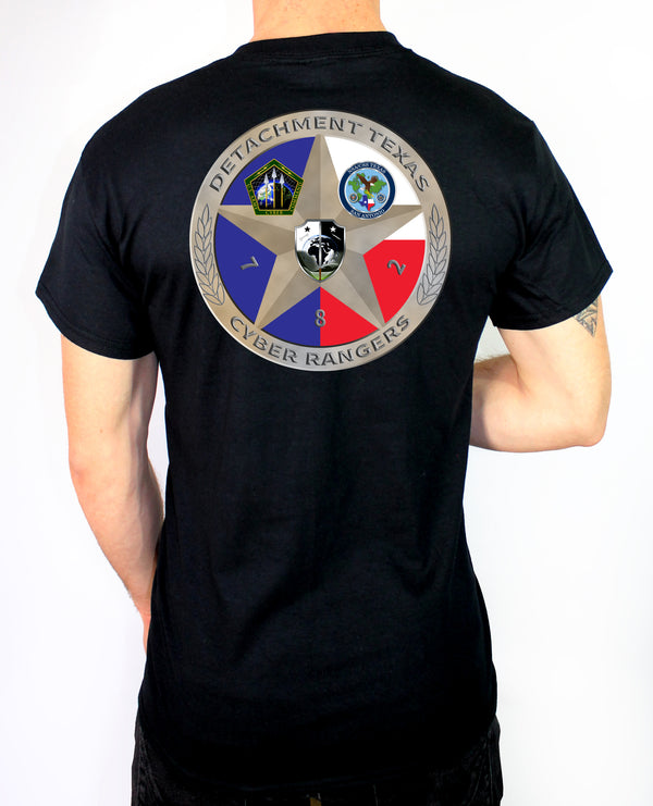 Det TX 50-50 Blend Black Unisex PT Short Sleeve Shirt. Approved for PT