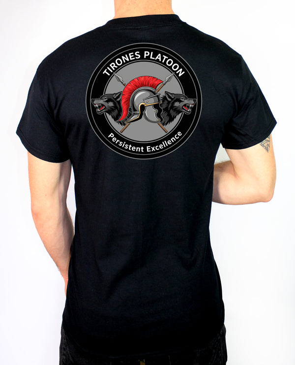TIRONES PLT 50-50 Blend Black Unisex PT Short Sleeve Shirt. Approved for PT