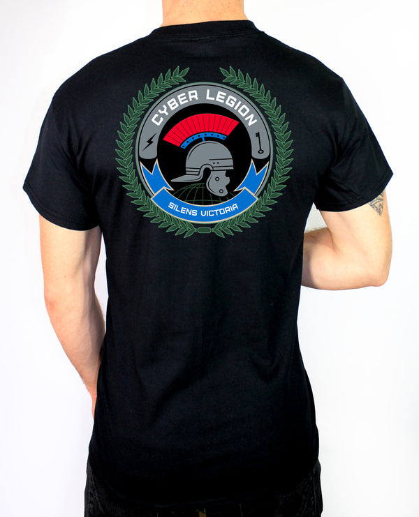 Cyber 50-50 Blend Black Unisex PT Short Sleeve Shirt. Approved for PT