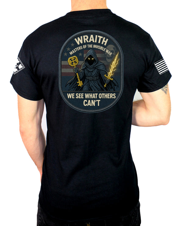 Wraith 50-50 Blend Black Unisex PT Short Sleeve Shirt. Approved for PT