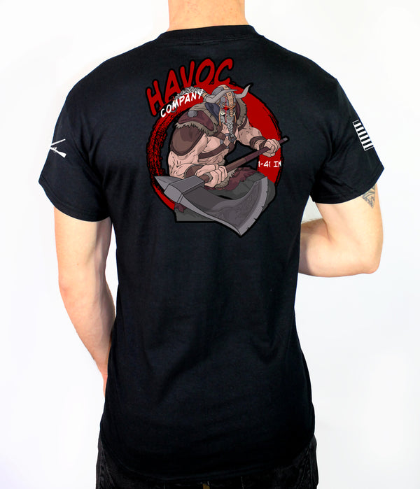 HAVOC 50-50 Blend Black Unisex PT Short Sleeve Shirt. Approved for PT.