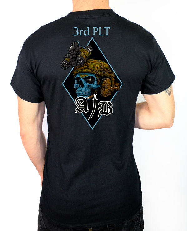3rd PLT 50-50 Blend Black Unisex PT Short Sleeve Shirt. Approved for PT