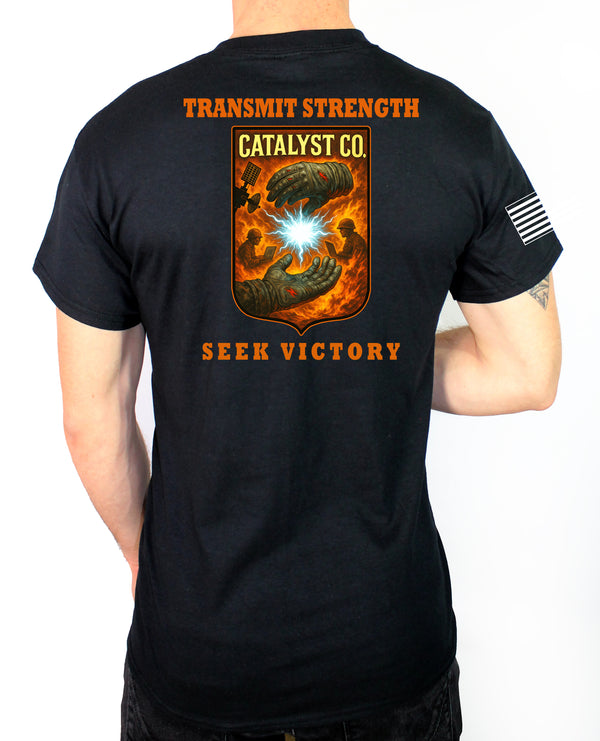 50-50 Blend Black Unisex PT Short Sleeve Shirt. Approved for PT