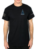 50-50 Blend Black on Black Unisex PT Short Sleeve Shirt. Approved for PT