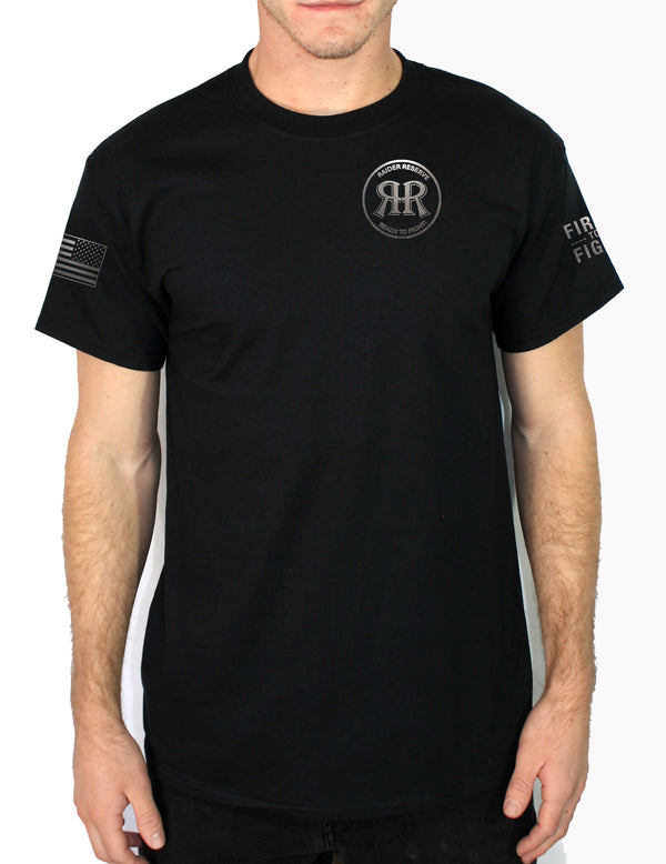RR Blk on Blk 50-50 Blend Black Unisex PT Short Sleeve Shirt. Approved for PT
