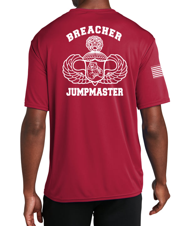 Jumpmaster Breacher Red Athletic Performance T-Shirt. This shirt IS approved for PT. Must Hold Rank of Jumpmaster.