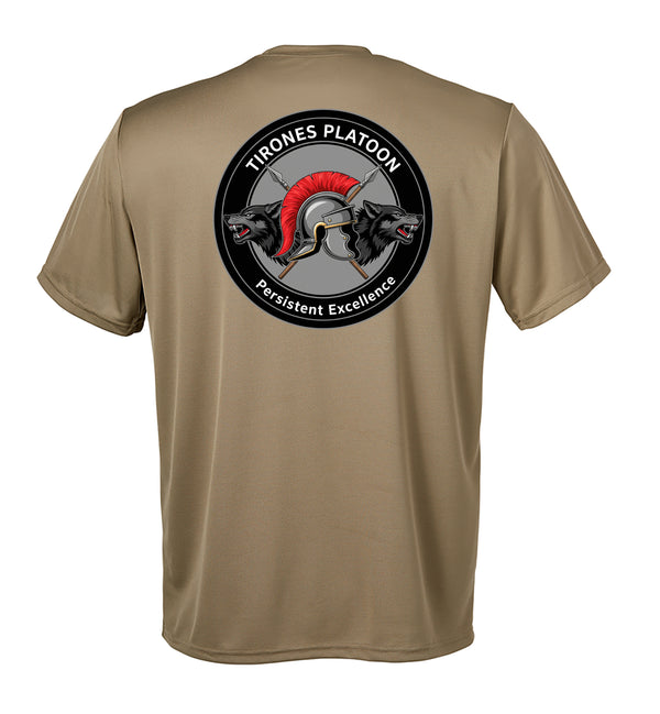 TIRONES PLT Performance Coyote Tan Unisex Shirt. This shirt is NOT approved for PT.