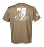 Performance Coyote Tan Closed Mesh Unisex Shirt (White Design). This shirt is NOT approved for PT