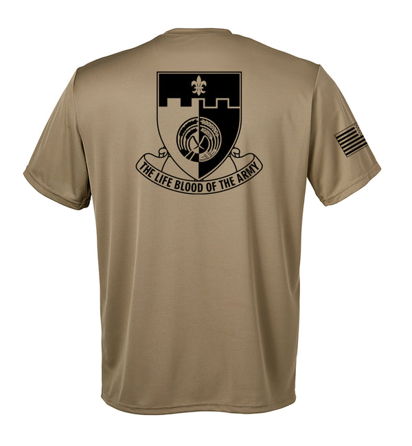 Performance Coyote Tan Closed Mesh Unisex Shirt (Black Design). This shirt is NOT approved for PT