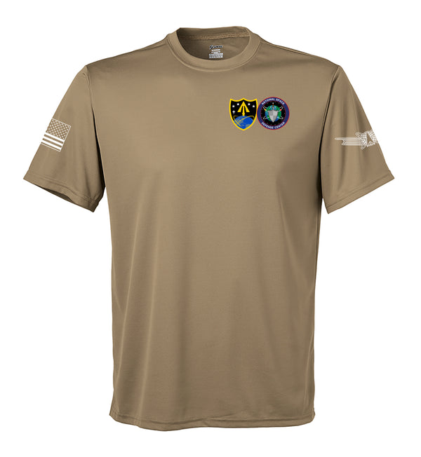 ARMY & NSDC Performance Coyote Tan Closed Mesh Unisex Shirt. This shirt is NOT approved for PT.