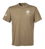 Performance Coyote Tan Closed Mesh Unisex Shirt (White Design). This shirt is NOT approved for PT