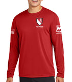 Red Long Sleeve Performance PT Shirt. This shirt IS approved for PT.