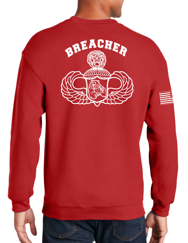 Breacher Red 50-50 Blend Crewneck Unisex Sweatshirt. This shirt IS approved for PT.