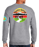 Anniversary Patch Crewneck Unisex Sweatshirt. This sweatshirt comes in multiple colors.